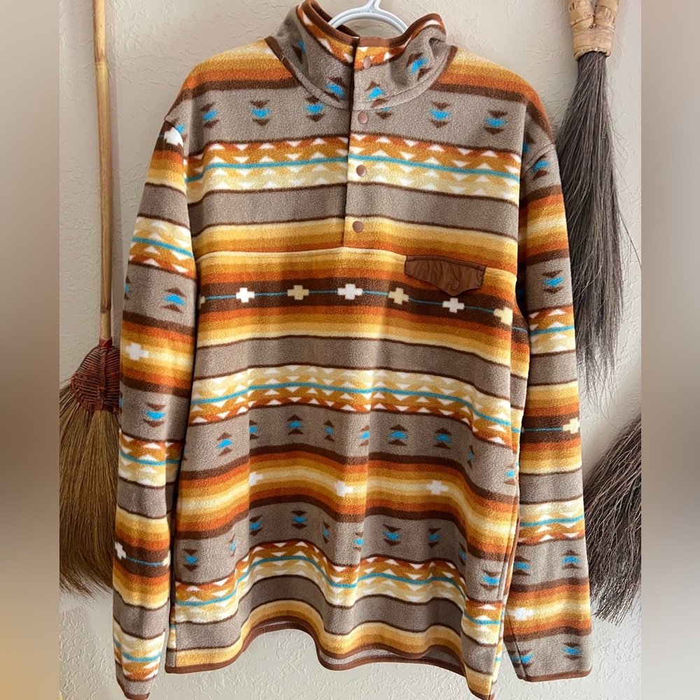 Men's Multicolor Patterned Fleece Pullover